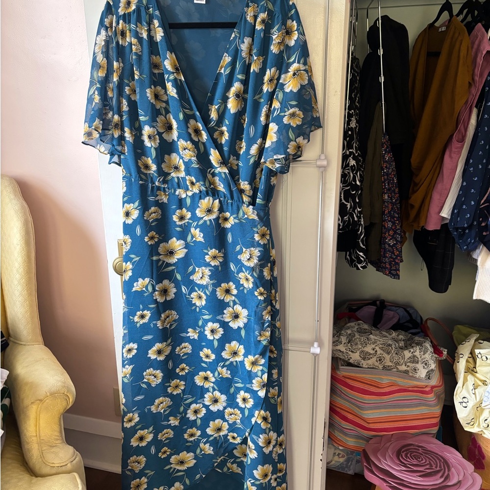 Glamorous Curve Floral High/Low Wrap Dress